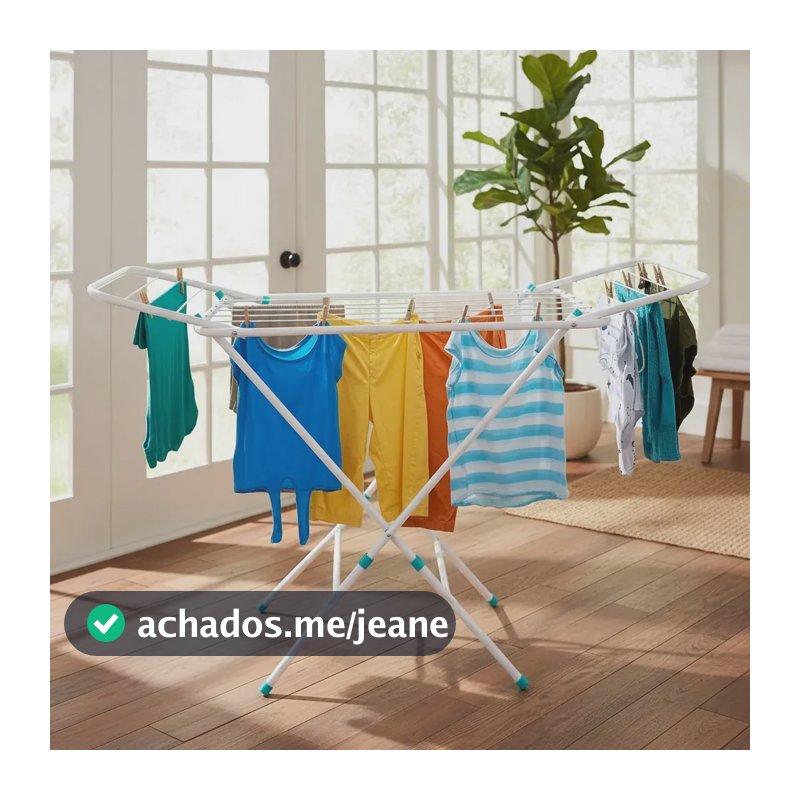 Varal De Chão Alumínio Apartamento De Pé Com Abas Dobrável Cor Branco Pet Util