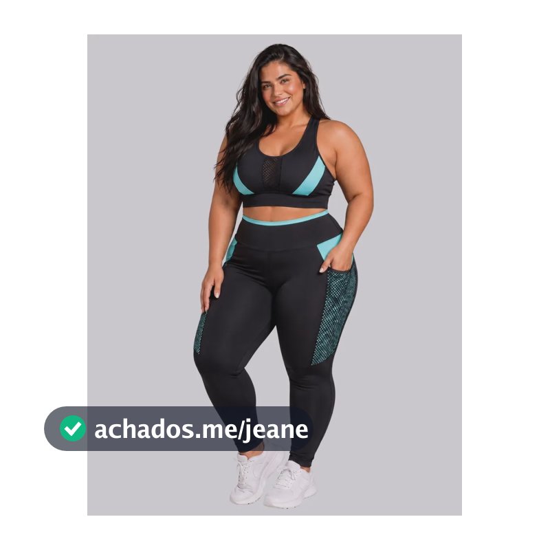 Conjunto Plus Size Academia Fitness Top E Calça Roupa Bolso Preto/azul Básico G6 56/58