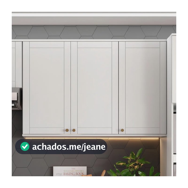 Armário Aéreo Milla 3 Portas Branco Mdf 120cm Carraro