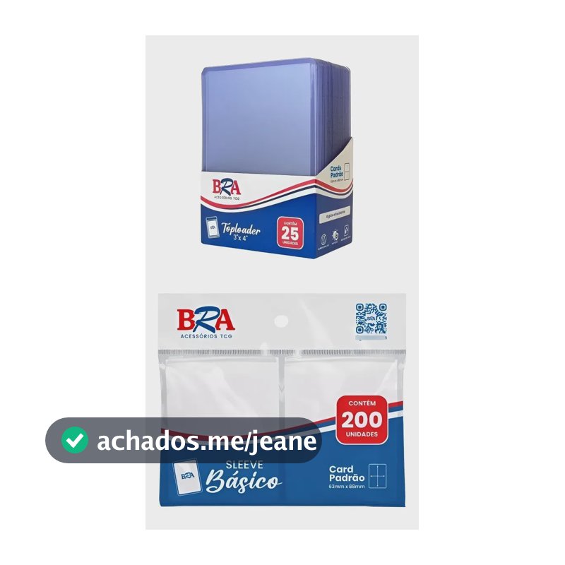 25 Toploaders + 200 Sleeve Bra P/cards Pokemon Magic Outros Azul