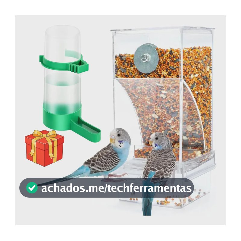 Alimentador Comedouro Pássaros Aves Alimentador De Água Automático Transparente Ninho Para Calopsitas Sem Sujeira Comedouro De Sementes