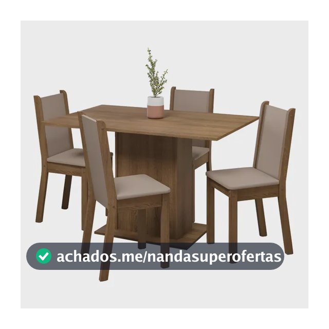 Sala De Jantar Mesa Tampo Madeira 4 Cadeiras Tina Madesa Rb Cor Bege Desenho do tecido das cadeiras Liso MDJA0401637QBE