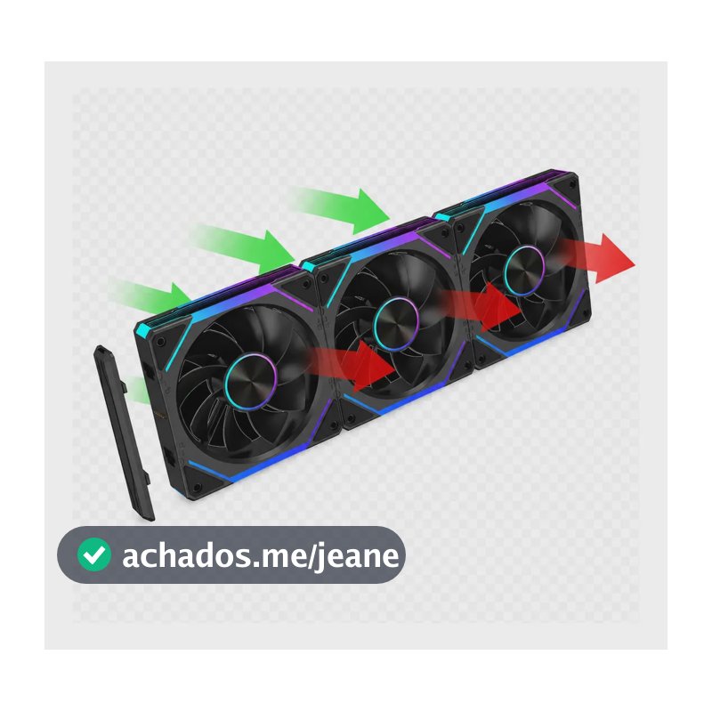 Kit Fan Magnético Reverse 3 Em 1 Obsid Unifan Argb 120mm Pt Preto