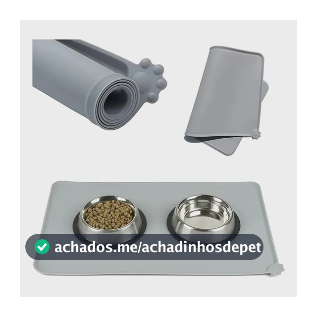 Tapete Pet Silicone Para Comida Comedouro Cão Gato D'água Não Cinza