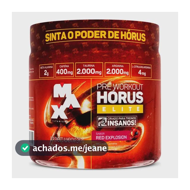 Hórus Elite 390g Pré Treino Max Titanium Pre Workout Frutas Vermelhas
