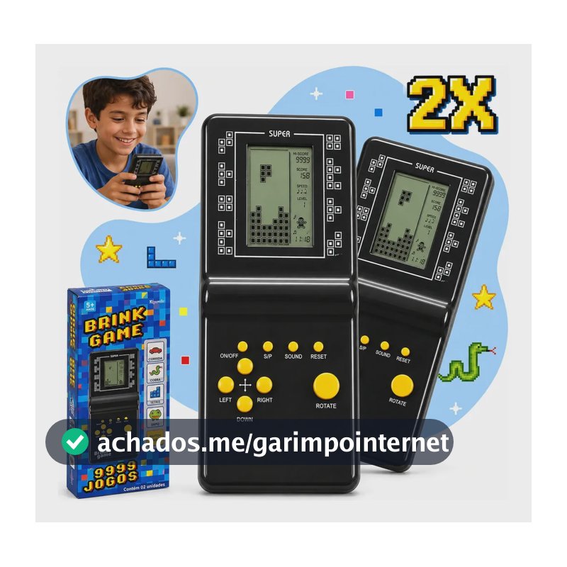 KIT 2 Mini Video Games Portáteis 9999 Em 1 Retrô Clássico Tela LCD Brinquedo Retrô Infantil E Adulto game Portátil Kizumba