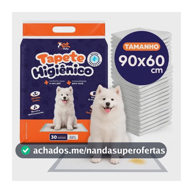 Tapete Higiênico Pet 30 Unidades 90x60 Descartável Cão Gato