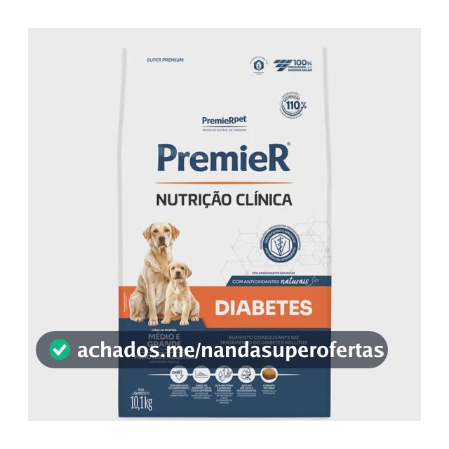 Ração Premier Diabetes Cães Raças Médio Grande 10kg Pet