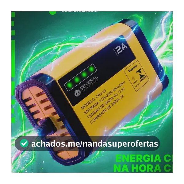 Carregador Bateria Automotivo 12v Até 300 Amperes, Carga Lenta 2a, Inteligente, Portátil, Carro, Moto, Caminhão, Jet Sky, Empilhadeira, Bivolt 110/220v Several Importados