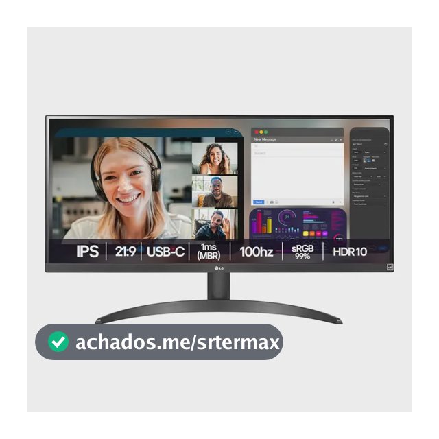 Monitor LG UltraWide - Tela IPS de 29", 21:9, HDR10, sRGB 99%, 100Hz, Preto- 29WQ500B