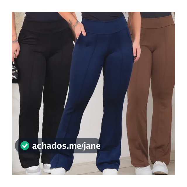 Kit 3 Calça Feminina Flare Bailarina Cintura Alta Com Bolsos