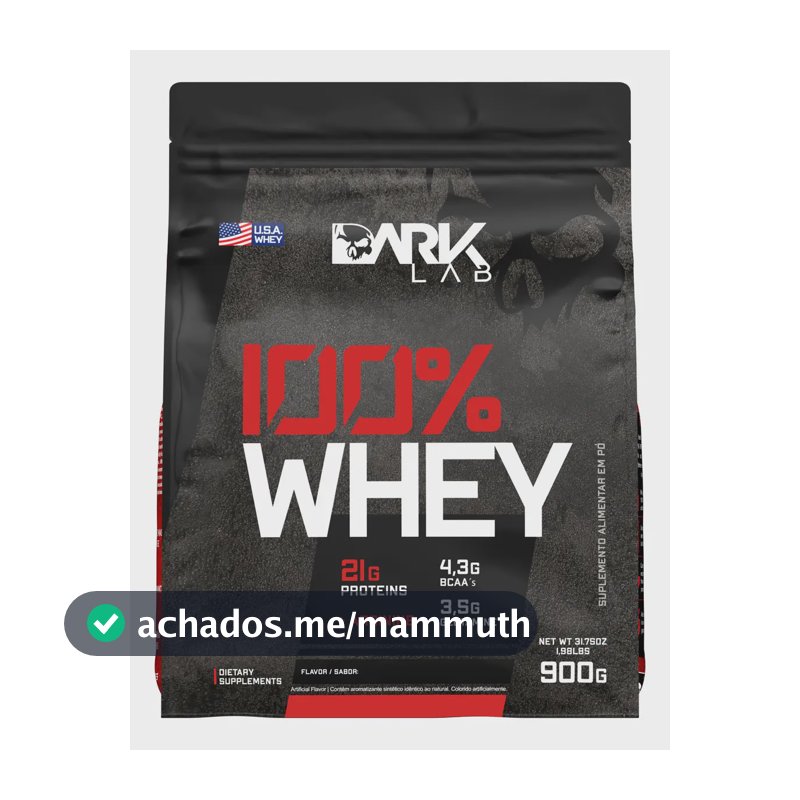 Whey Protein Concentrado 100% 900g Refil Dark Lab Sabor Baunilha