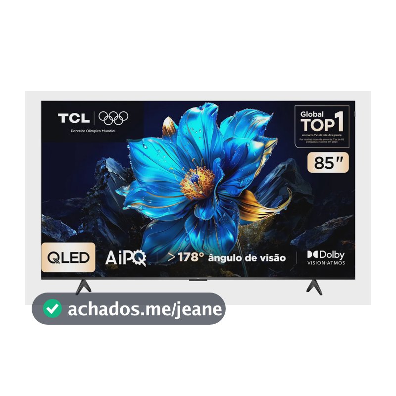 Smart TV TCL 85 Polegadas QLED 4K P7K WiFi Bluetooth Google TV HDR10+ Dolby Atmos Dolby Vision 85P7K