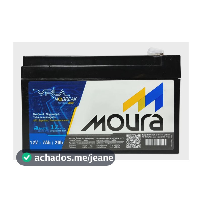 Bateria Moura Selada 12v 7ah Agm Livre De Manutenção