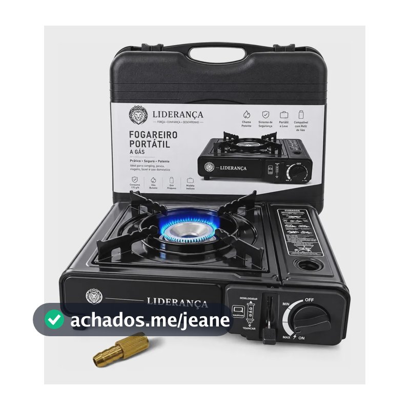 Fogareiro Portátil Liderança com Acendimento Automático e Maleta Para Camping