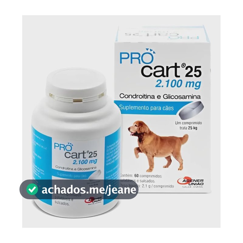 Pro Cart 25 Condroitina E Glicosamina 60 Comp Procart Cães