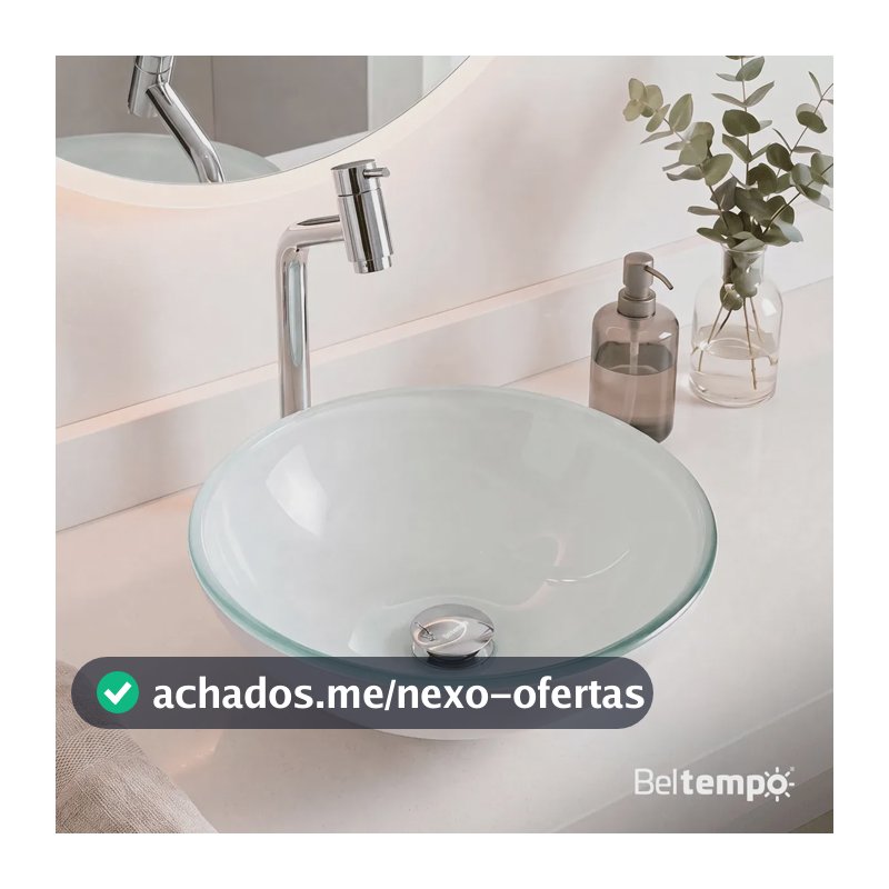 Cuba Pia De Apoio Sobrepor Vidro Redonda 30 cm Branca Banheiro Lavabo Beltempo Bt-4030