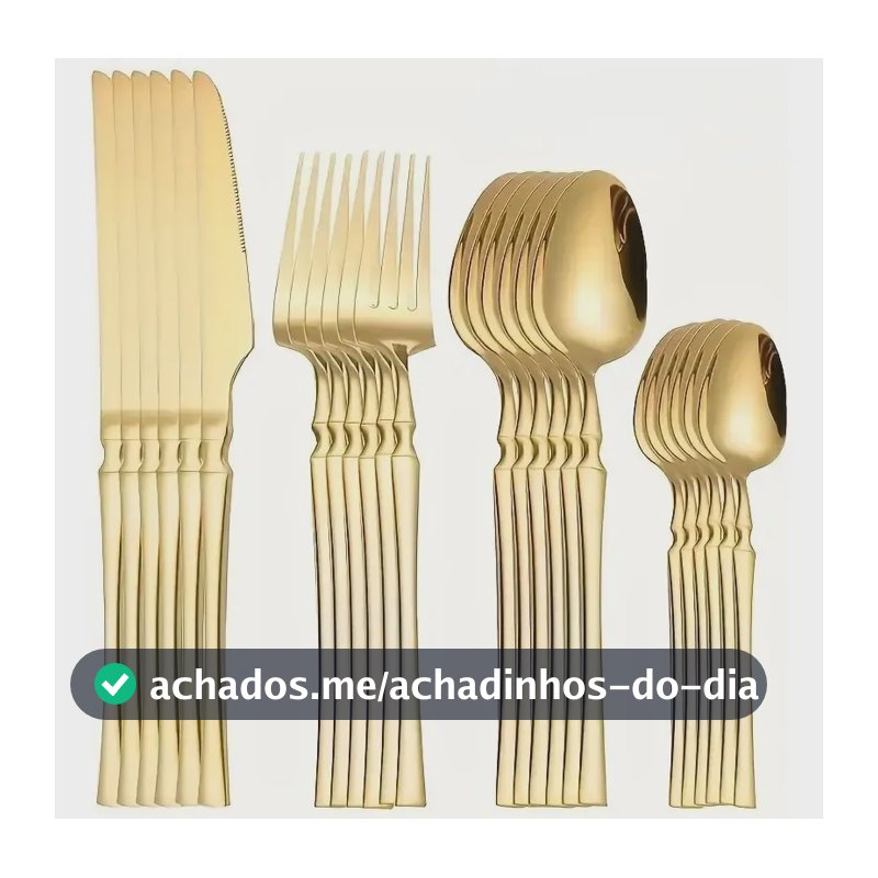 Kit 24 Peças Jogo De Talheres Dourados Aço Inoxidável 416 Dourado_02