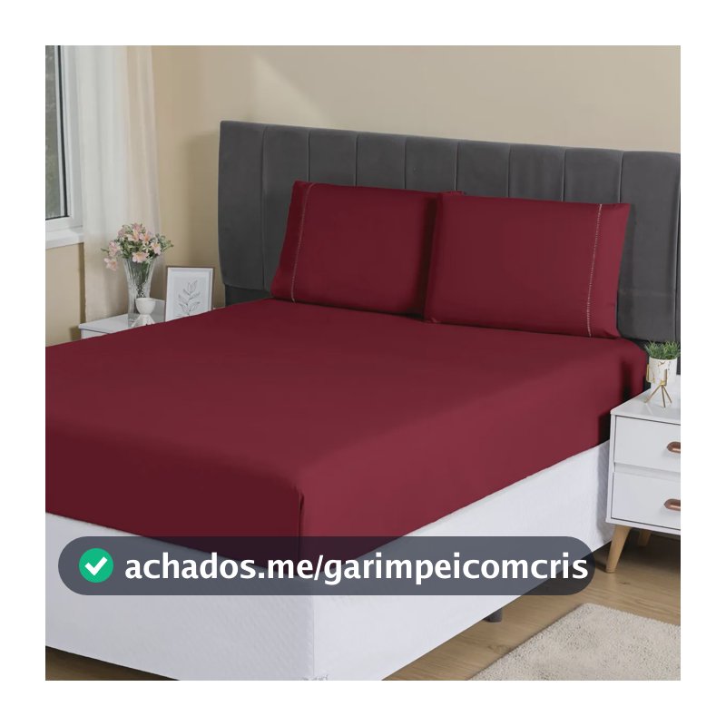 Jogo Lençol Casal 3pç 400 Fios Hipercal Conforto Macio Cor Bordô Desenho do tecido Liso