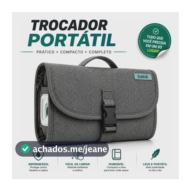 Bolsa Maternidade Trocador De Fraldas Portátil Impermeável Porta Lenços Cinza Liso