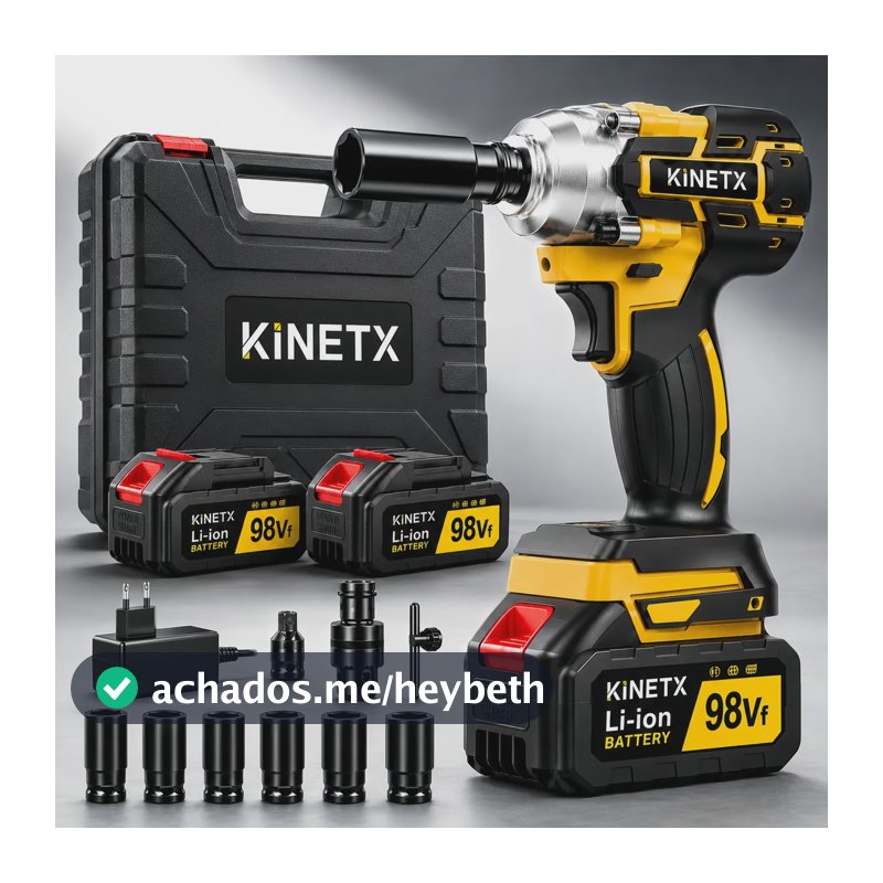 Chave De Impacto 800n.m 98v Brushless Com 2 Baterias Sem Fio Amarelo 127/220v