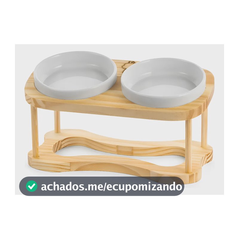 Comedouro Elevado Gato Duplo Ração Pet Porcelana 230ml Branco