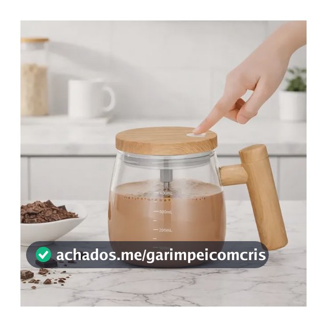 Caneca Mixer Automática 500ml Vidro Recarregável Whey Café Bambu