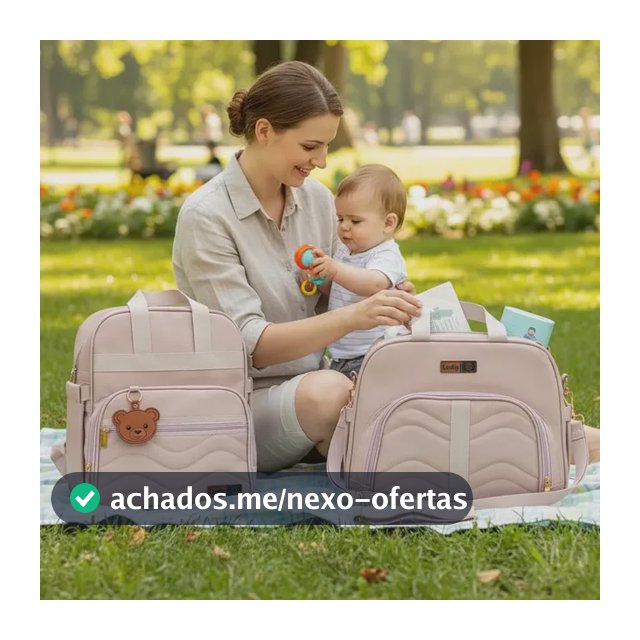 Kit Bolsa Maternidade E Mochila Ludy Azul Cinza Rosa Urso Nude