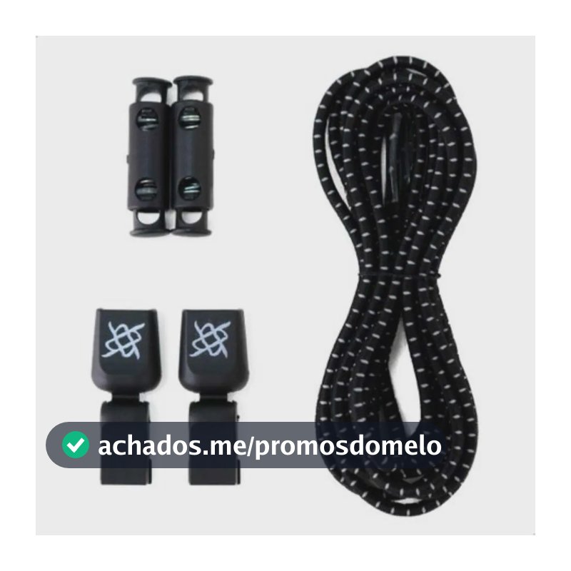 Cadarço Elástico Hupi Laces Preto Risca Prata