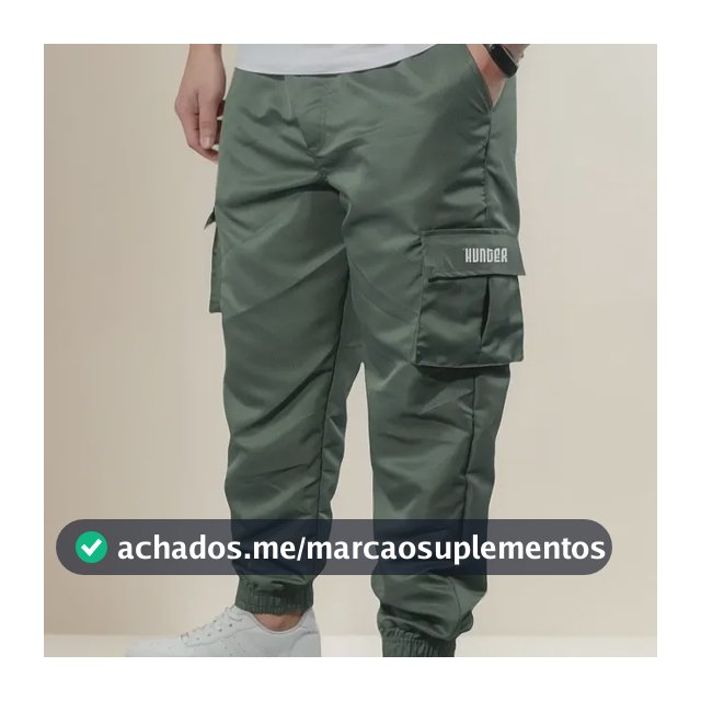 Calça Cargo Corta Vento Jogger Unisex Masculina Verde Skate