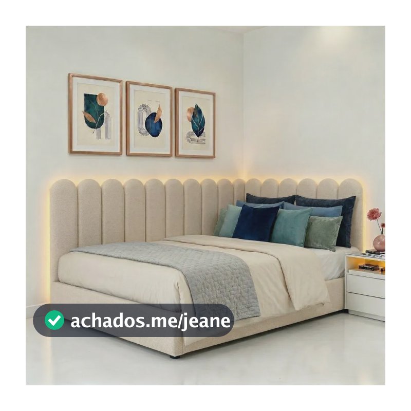 Cabeceira Adesiva De Parede Suede Brasil Decor Bege