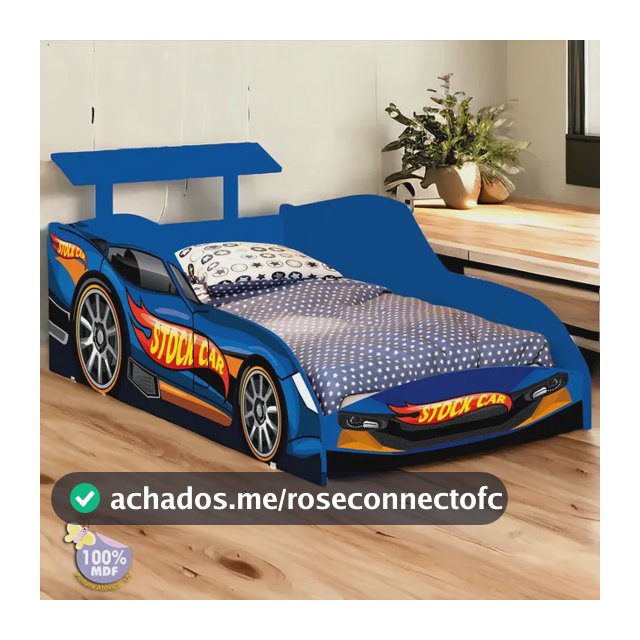 Cama Infantil Juvenil Hot Wheels StockCar Com Colchão Móveis Bela