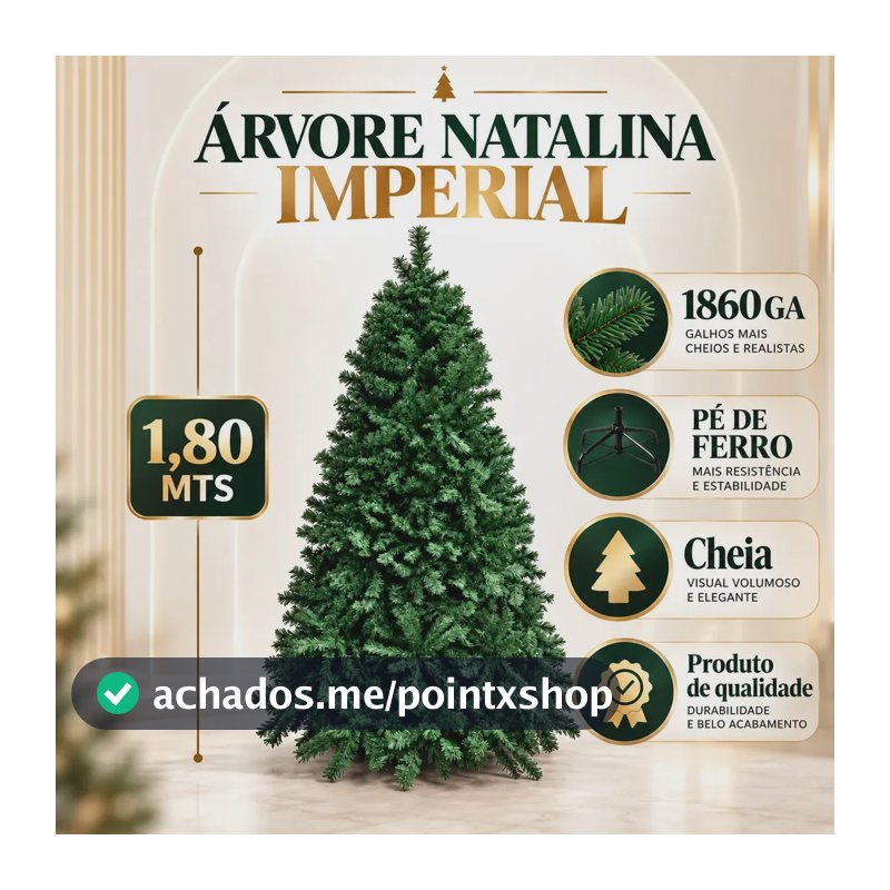Arvore De Natal Imperial 180cm 1860 Galhos Pé De Ferro
