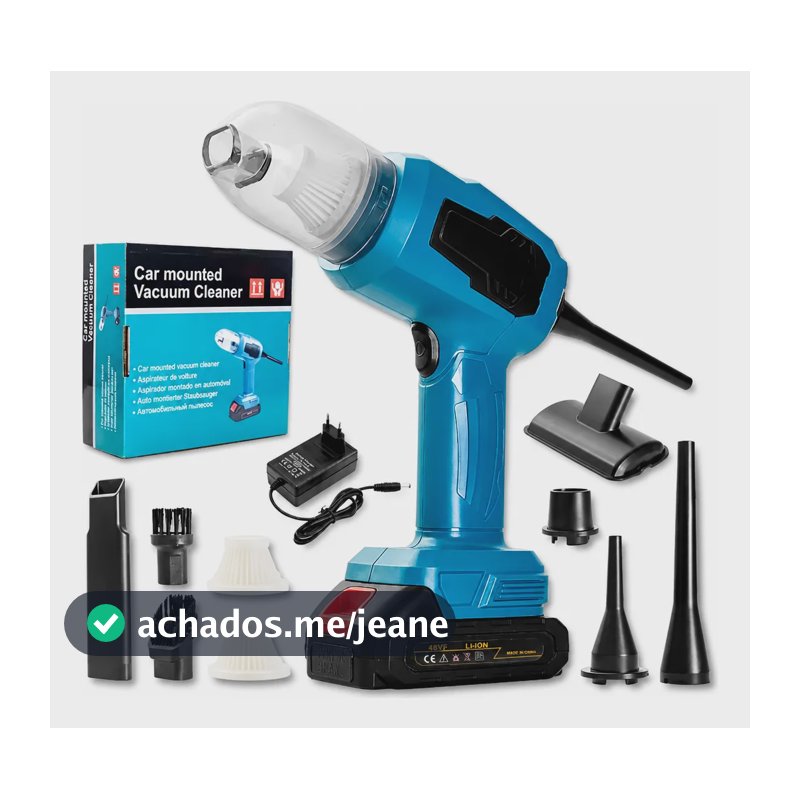 Aspirador De Pó Sem Fio 2 Em 1 Soprador Automotivo Potente Azul-petróleo 127/220v