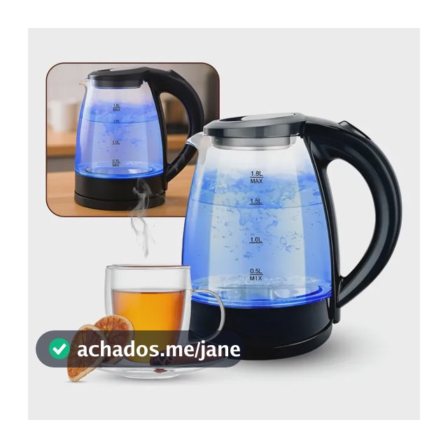 Chaleira Elétrica Vidro Jarra Transparente Ferver Água Led