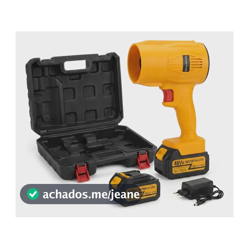 Soprador De Folhas Sem Fio 48v Portatil Com 2 Baterias Amarelo 127/220v
