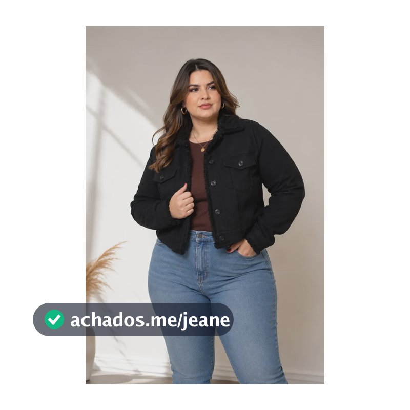 Jaqueta Feminina Plus Size Curta Pelo Gola Lycra G1 G2 G3 G4 Preta G2