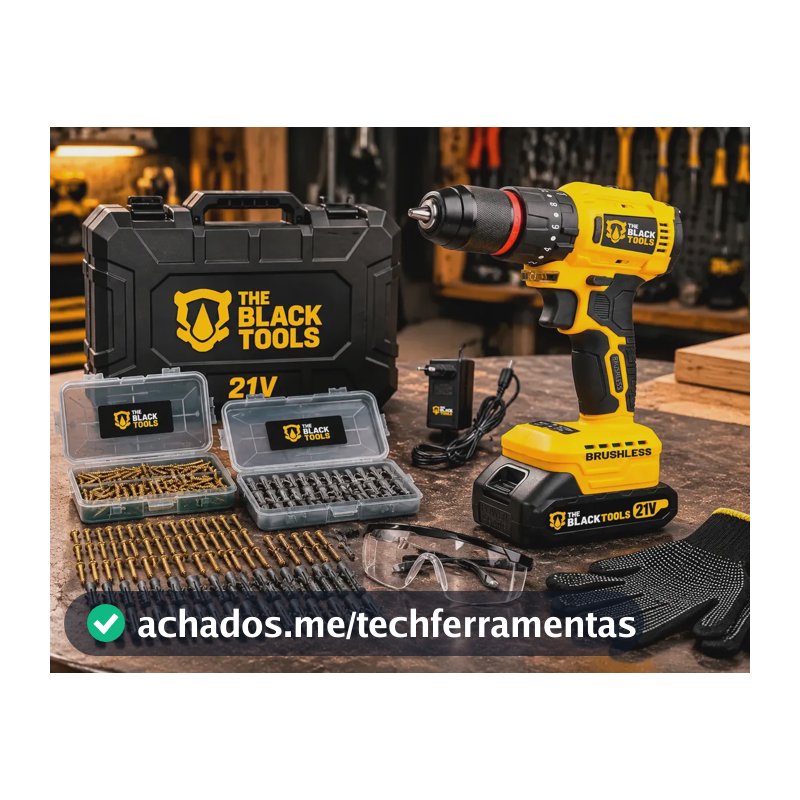 Furadeira De Impacto 21v Brushless 10mm 99 Peças Acessórios Amarelo 127/220v 60hz