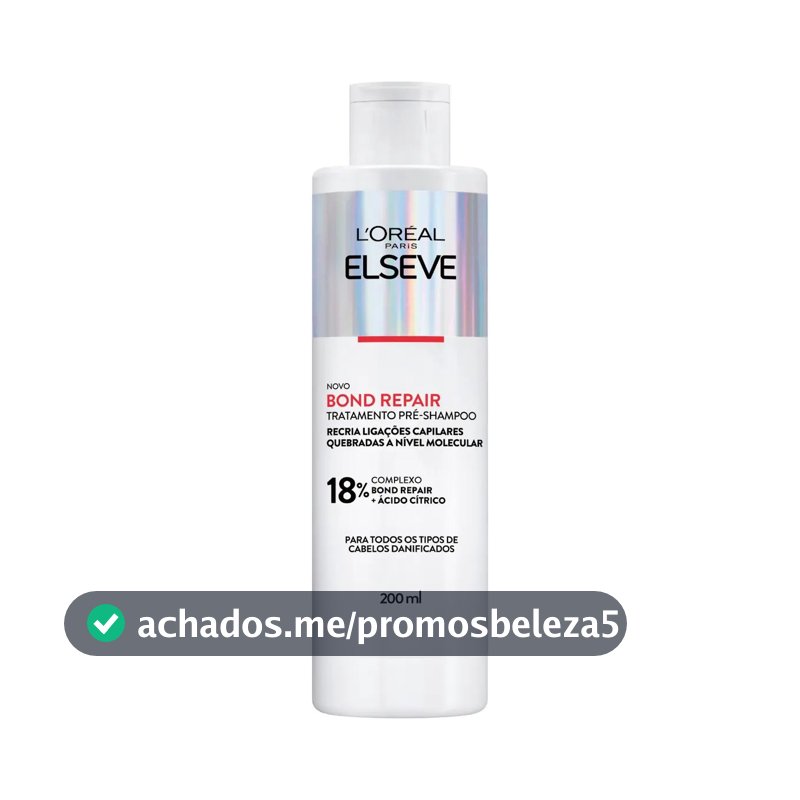 Tratamento Pré-Shampoo Reparação Molecular Reconstrói Ligações Devolve Força Com Ácido Cítrico Cabelos Danificados Elseve Bond Repair L'Oréal Paris 200ml