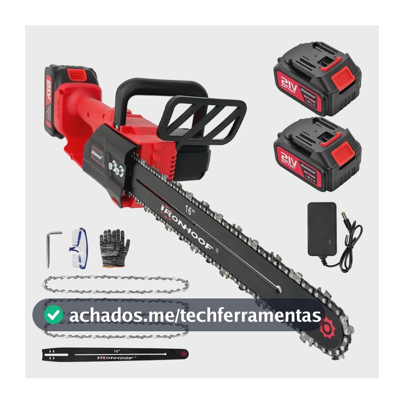Motosserra Elétrica  16 Polegadas Brushless 2 Bateria 4.0ah Vermelho 110 V / 127 V / 220 V