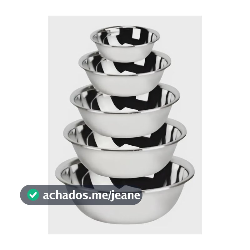 Kit 5 Tigelas Bacia Em Aço Inox Multiuso Conjunto De Cozinha Inox