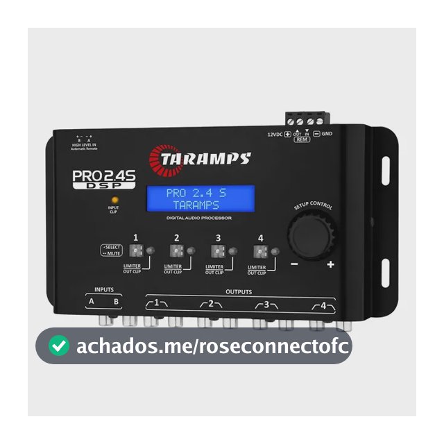 Processador de Áudio Digital Taramps Pro 2.4S para Som Automotivo com Crossover e Equalizador 15 Bandas