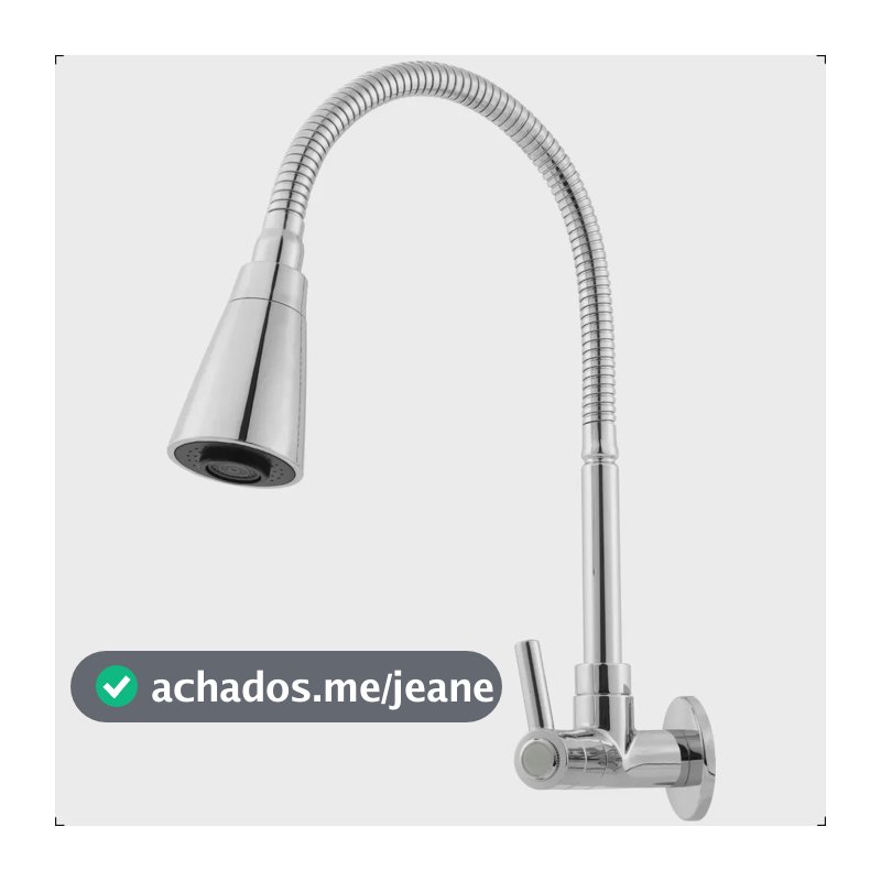 Torneira Gourmet Flexível Parede Cozinha Churrasqueira Área Externa 2 Jatos Cromada Brilhante Aromatec