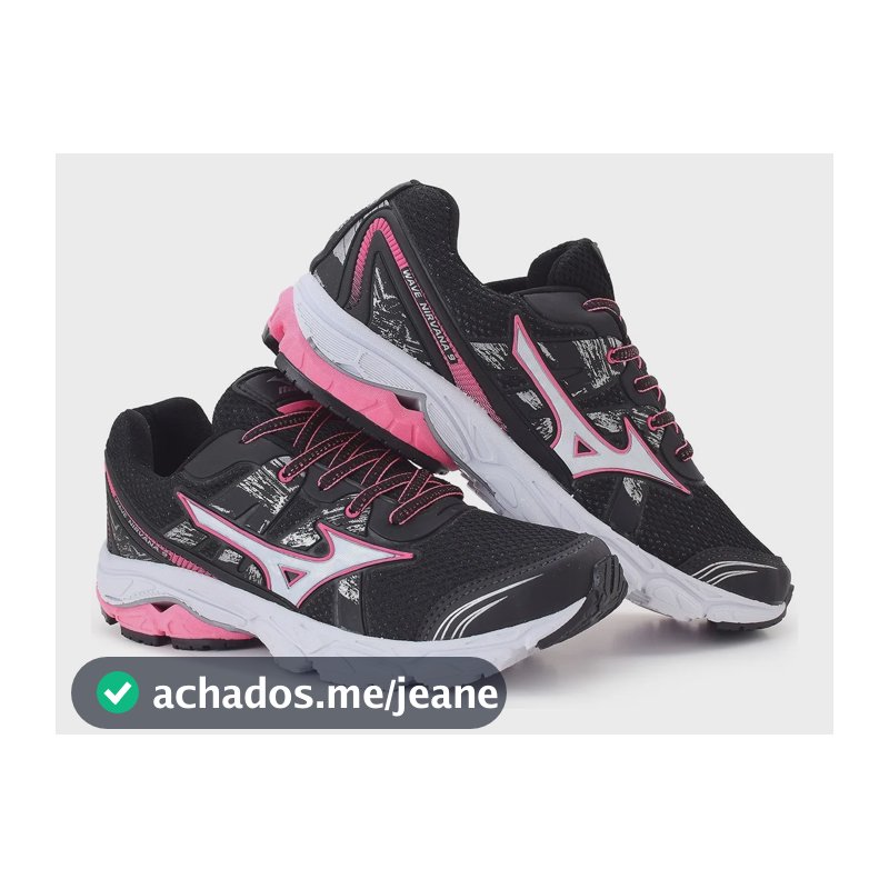 Tênis Feminino  Mizuno Wave Nirvana 9 Ultra Leve Caminhada Preto/rosa Geométrico 39 Br