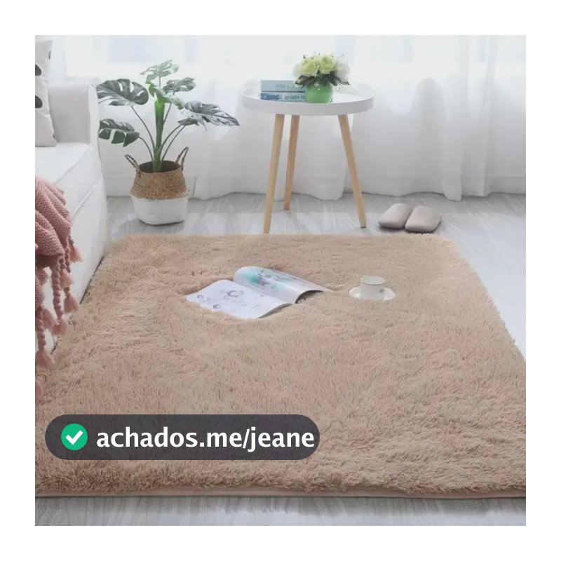 Tapete Carpete Sala Peludo Quarto Saldão 1,5x2 Luizatex Cor Bege Desenho do tecido Pelo Alto
