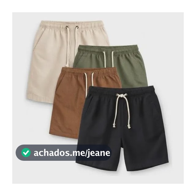 Kit 4 Bermudas Masculinas Linho Cós Elástico Cordão