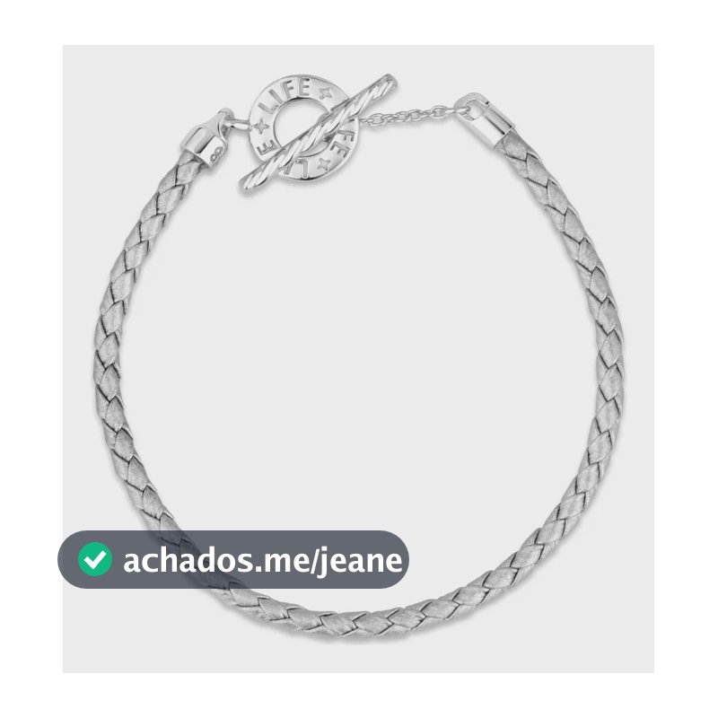 Pulseira Life Em Couro Prata Com Prata 925