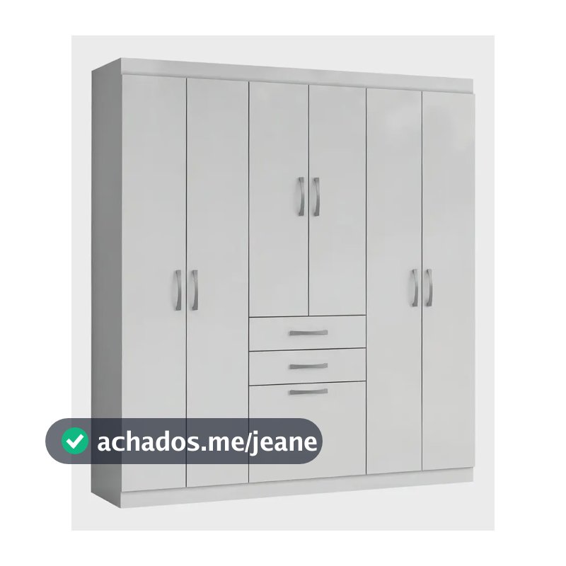 Guarda-Roupa Casal Branco 7 Portas 2 Gavetas Aramóveis com Corrediças Telescópicas