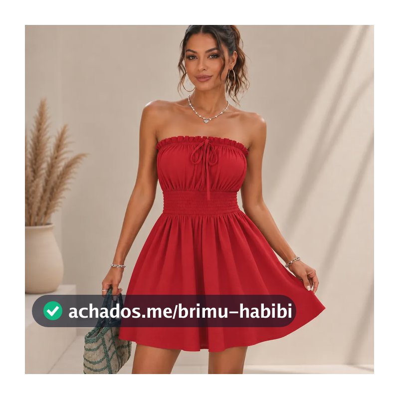 Vestido Tubinho Tomara Que Caia Lastex Alça Amarração Casual Vermelho M 40-42