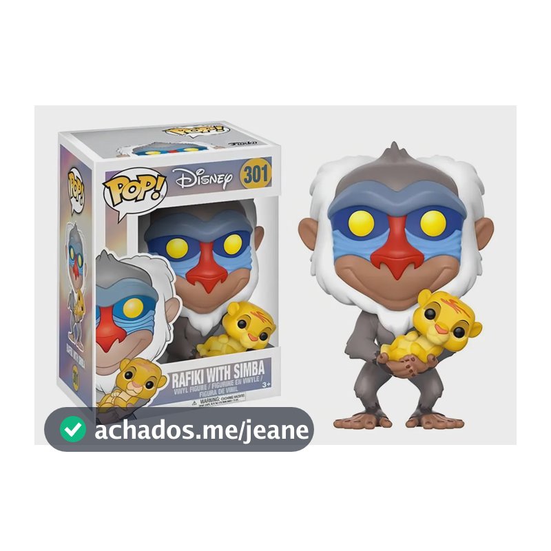 Pop Funko Rafiki W Simba #301 Disney Rei Leão Lion King